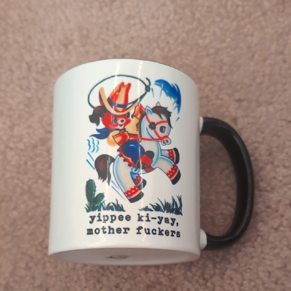 Cowboy Themed Mug with Black Handle